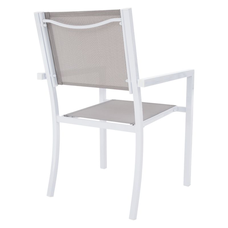 Záhradná stohovateľná stolička z umelej textílie v svetlosivej farbe