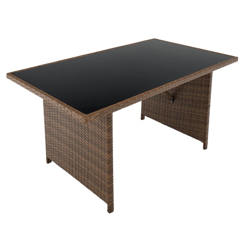 Záhradný 3-dielny ratanový set, svetlohnedá-čierna