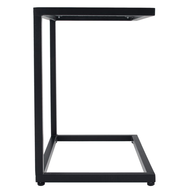 Záhradný stolík, čierna oceľ-tvrdené sklo