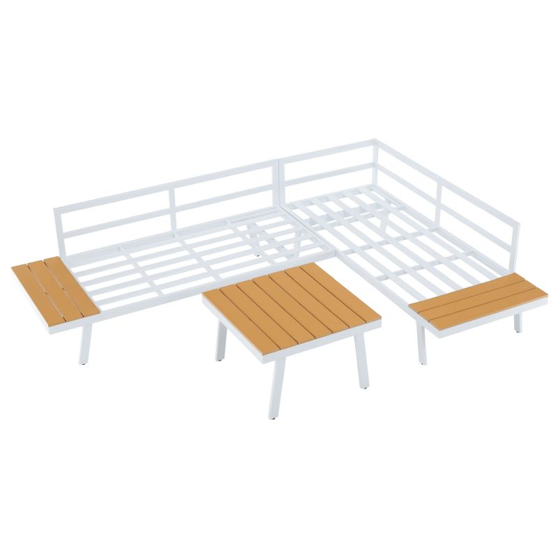 Záhradný set 2-dielny, biela oceľ-dub-svetlosivá