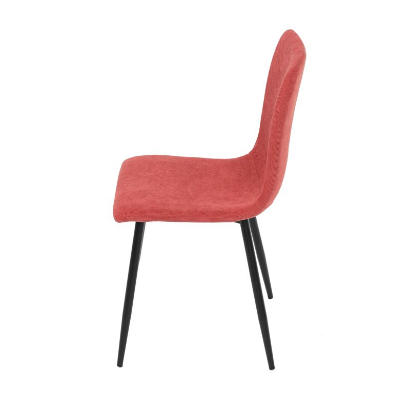 Elegantná stolička jedálenská, látka červená,  kov čierny mat