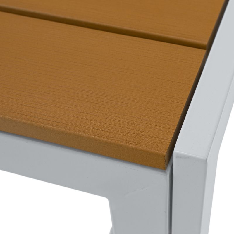 Záhradný stôl, biela oceľ-dub