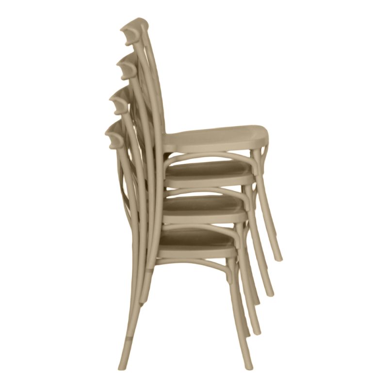 Plastová stohovateľná stolička, sivohnedá