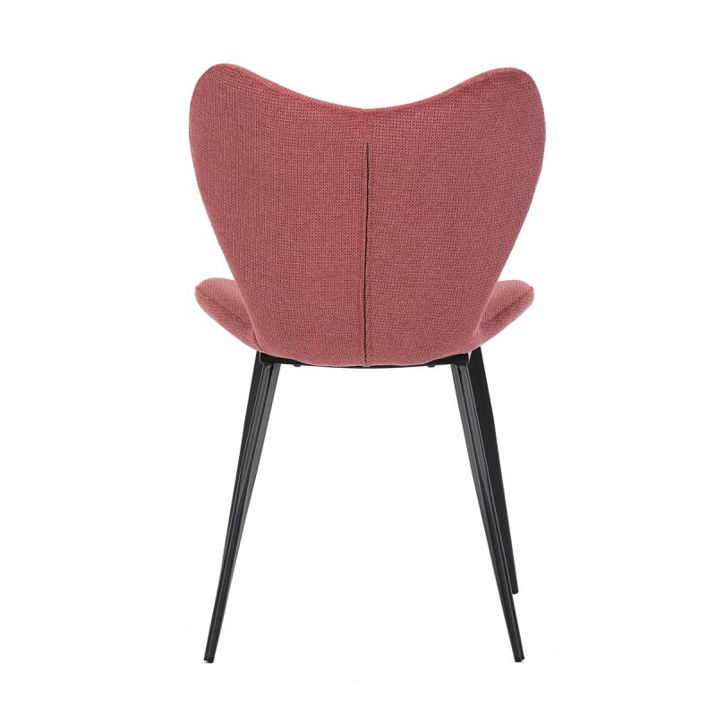 Stolička jedálenská, červená látka, čierna kovová podnož