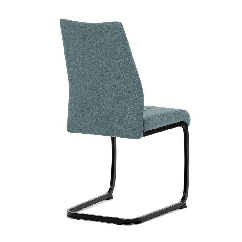 Stolička jedálenská, pohupovacia podnož, zelená látka, čierne kovové nohy