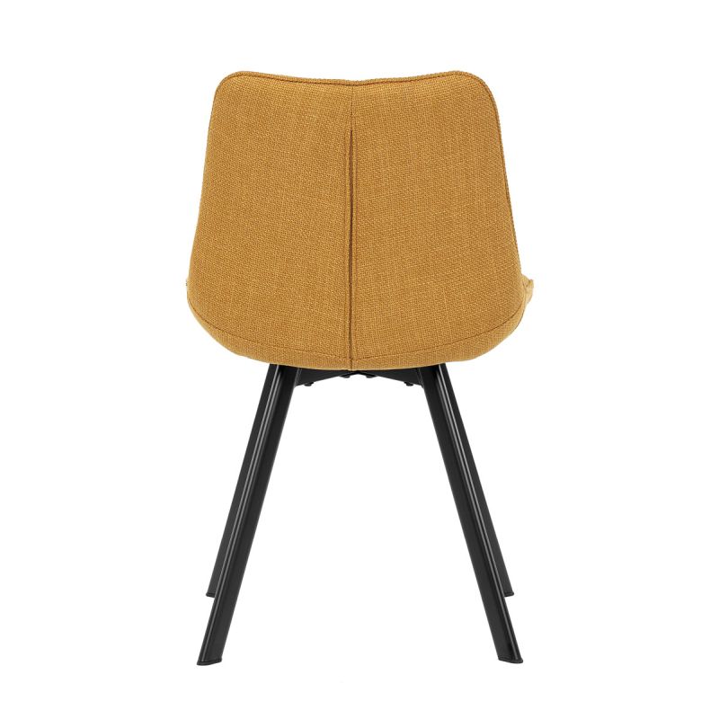 Stolička do jedálne, žltá látka, nohy čierny kov
