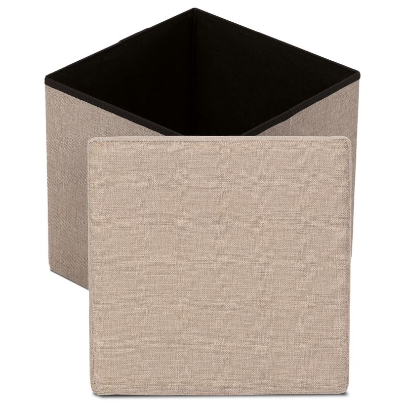 Taburet s úložným priestorom, látka krémová