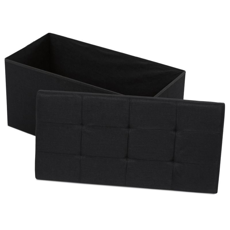 Taburetka s úložným priestorom, látka čierna