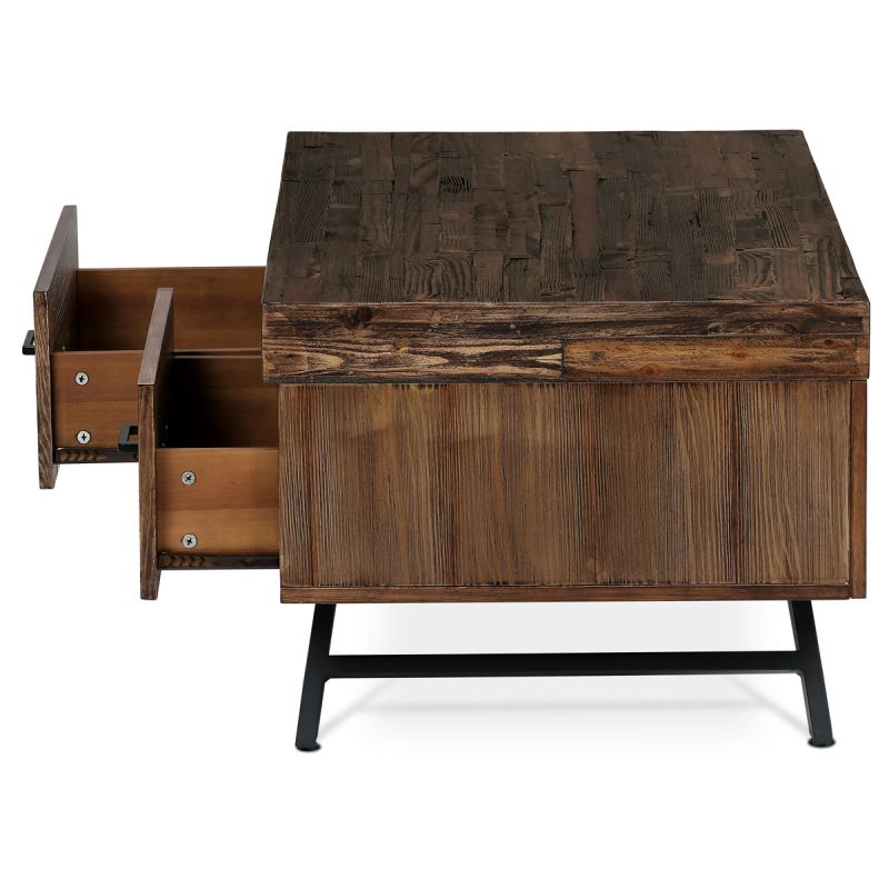 Konferenčný stôl 120x60 cm, MDF doska s dekórom starej drevenej dosky so zásuvkami