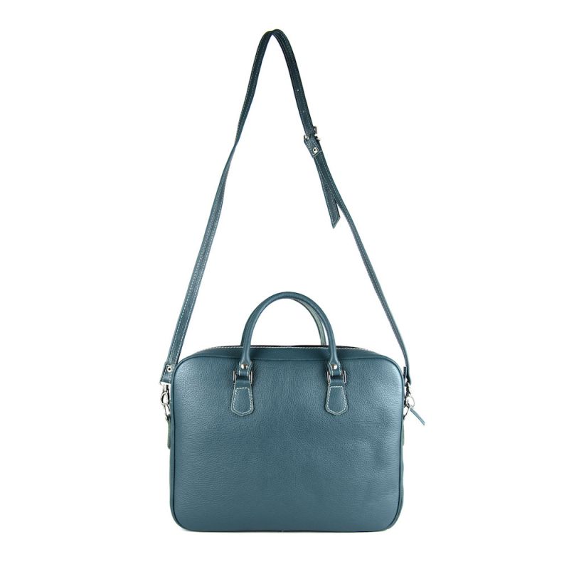 Kožená pracovná cestovná taška v petrolejovej farbe