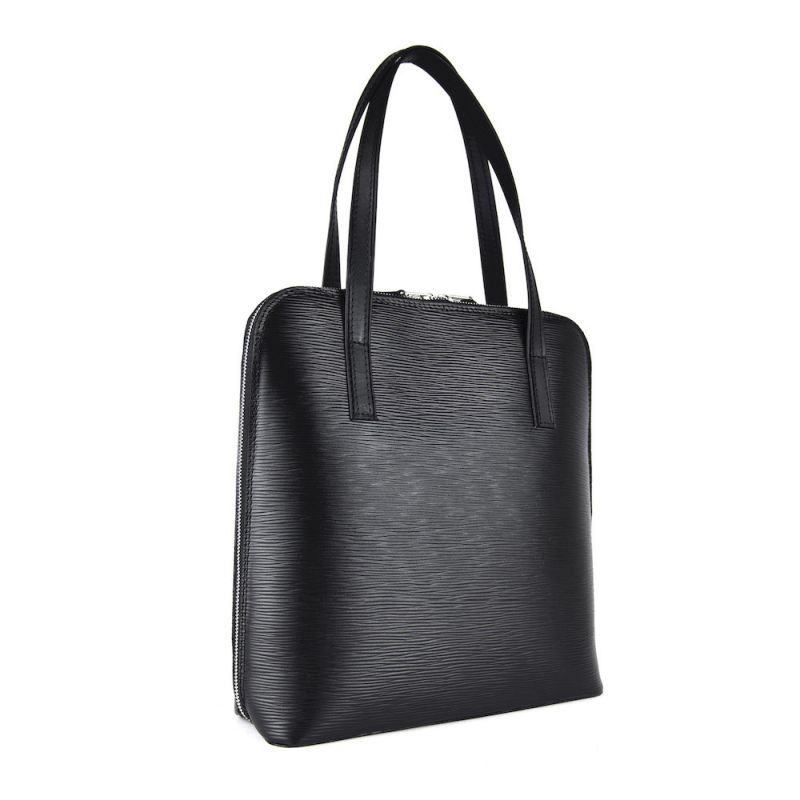 Luxusná kožená kabelka 8192 s reliéfnym dezénom kože v čiernej farbe