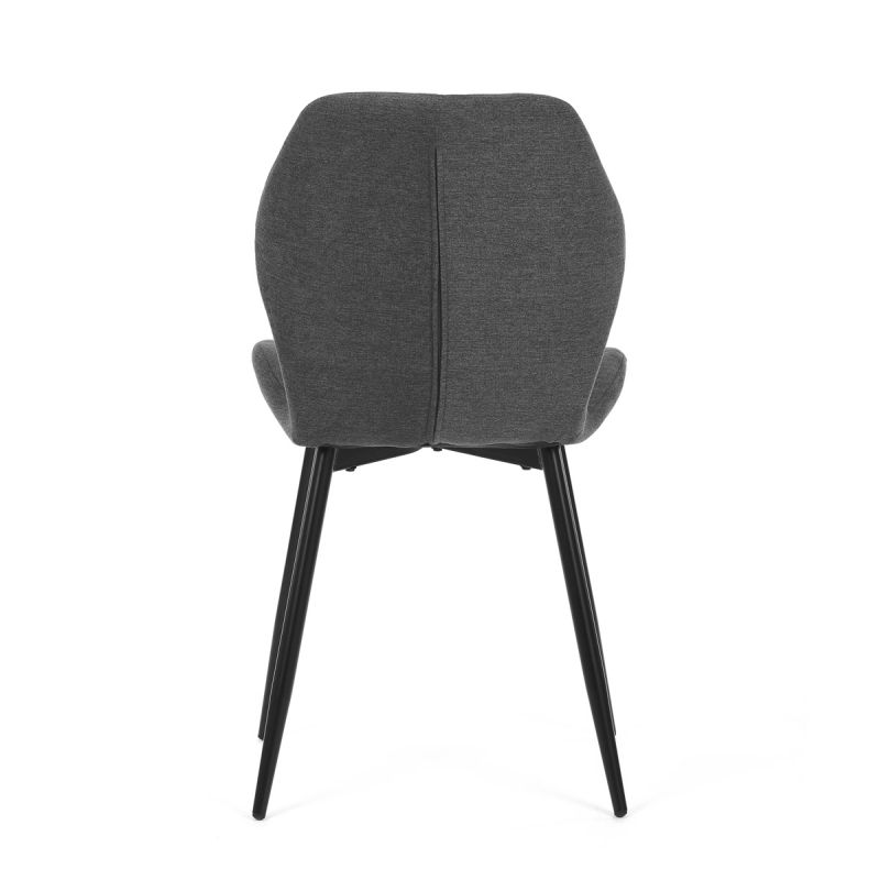 Jedálenská minimalistická stolička v industriálnom štýle, poťah sivá látka