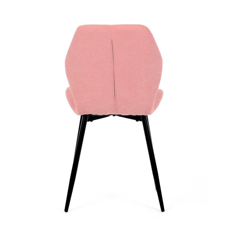Jedálenská minimalistická stolička v industriálnom štýle, poťah ružová látka