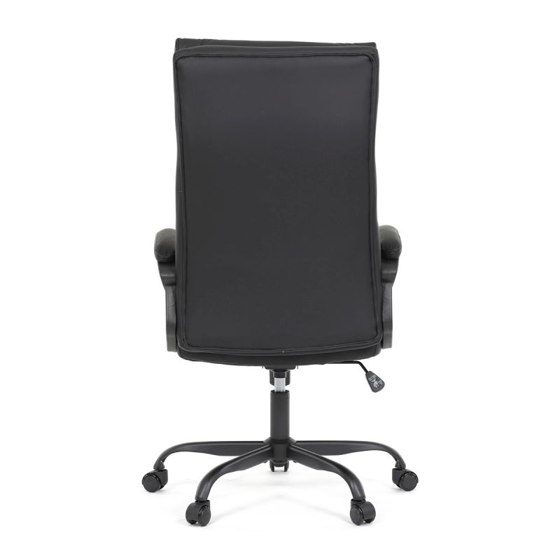 Pohodlná kancelárska stolička, čierna ekokoža, kovový kríž