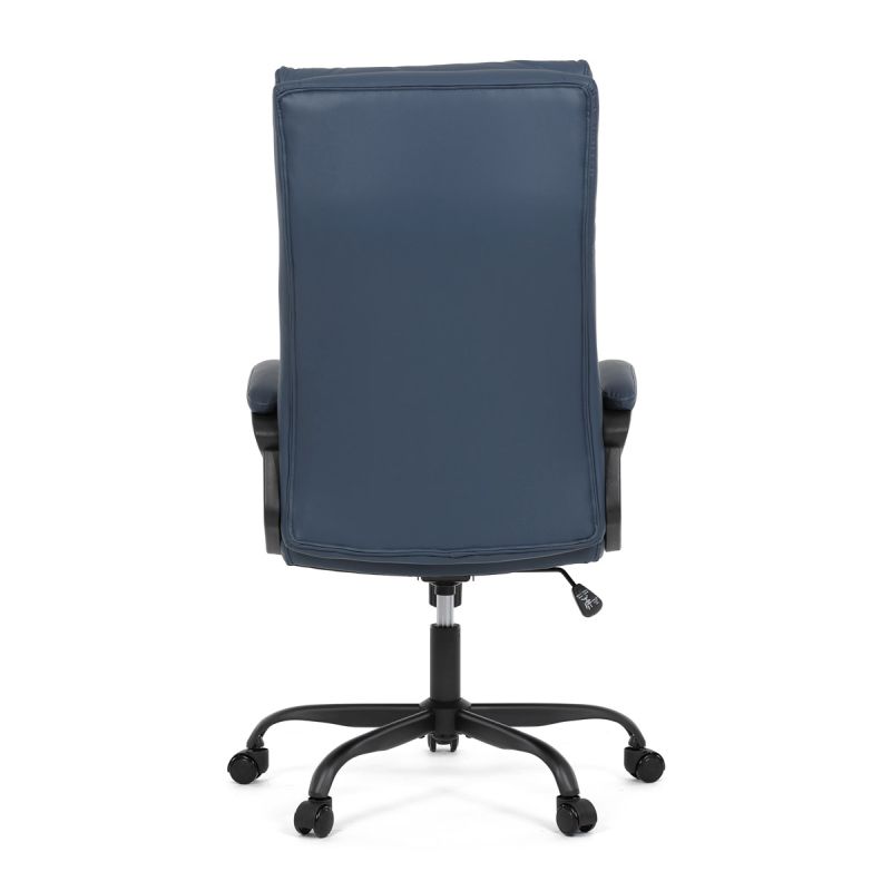 Pohodlná kancelárska stolička, modrá ekokoža, kovový kríž