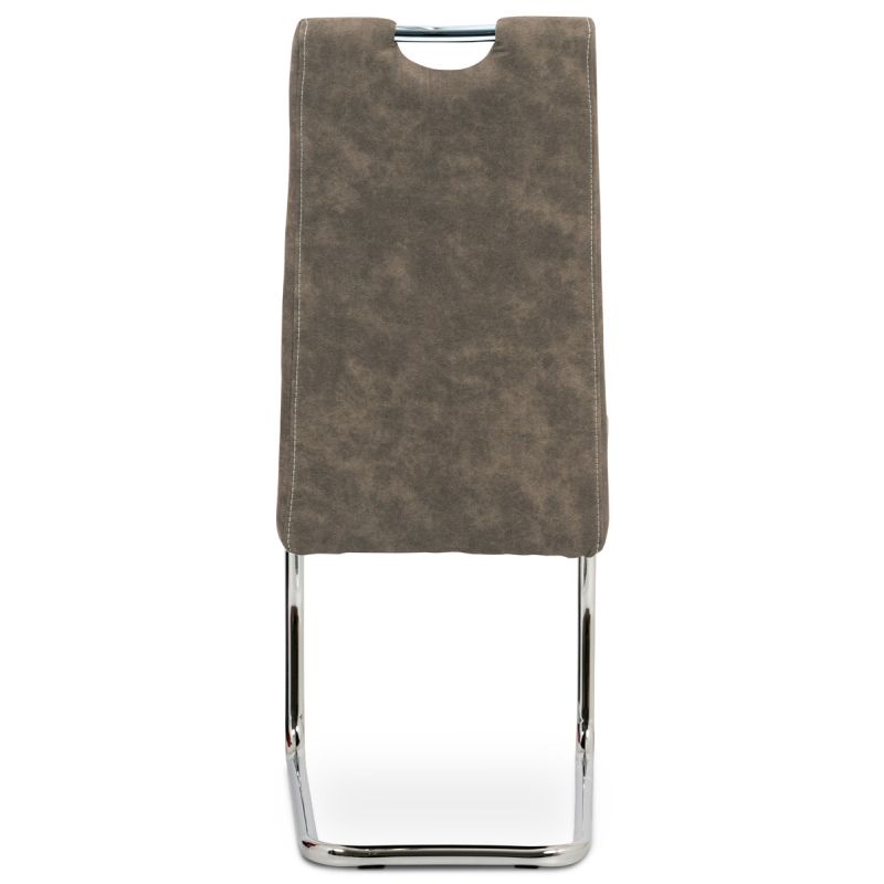 Stolička čalúnená príjemnou hnedou látkou imitujúcou brúsenú kožu