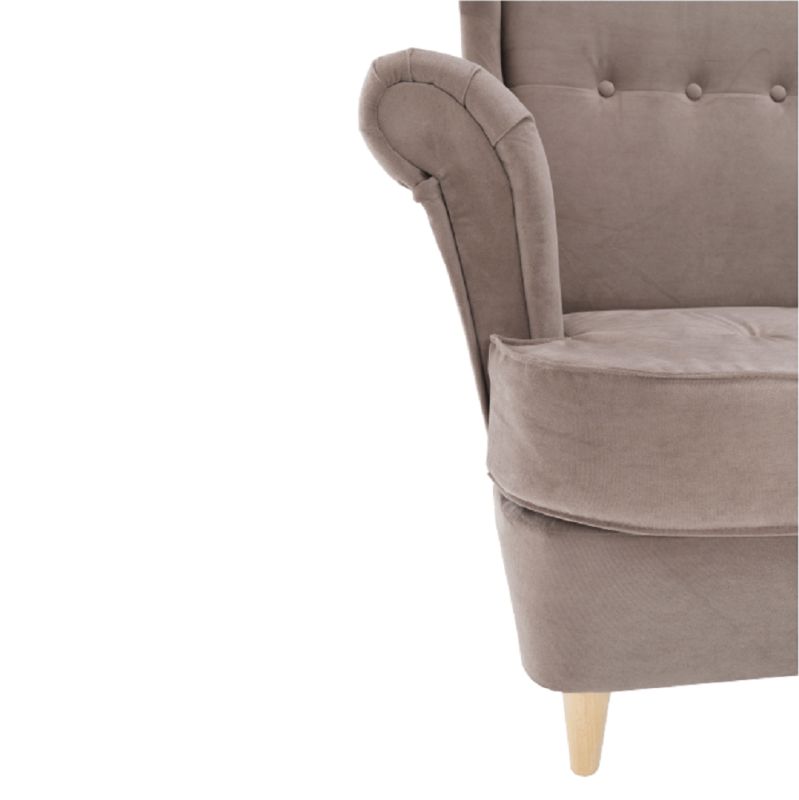 Moderné kreslo ušiak, béžovosivá-buk