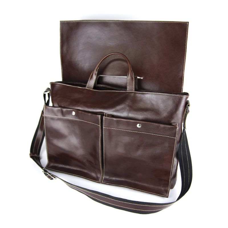 Luxusná exkluzívna kožená aktovka 8369 v tmavo hnedej farbe