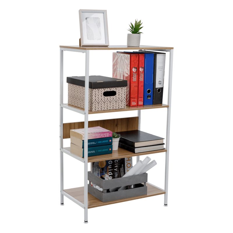 4-policový regál, biela-dub sonoma