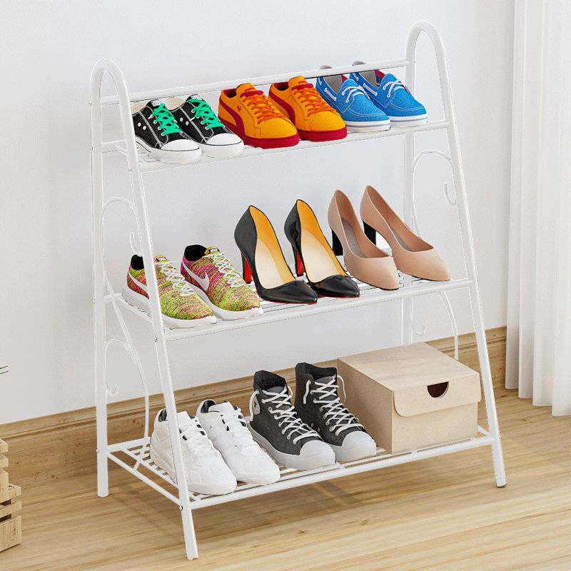 Regál kovový , 3-policový, biela