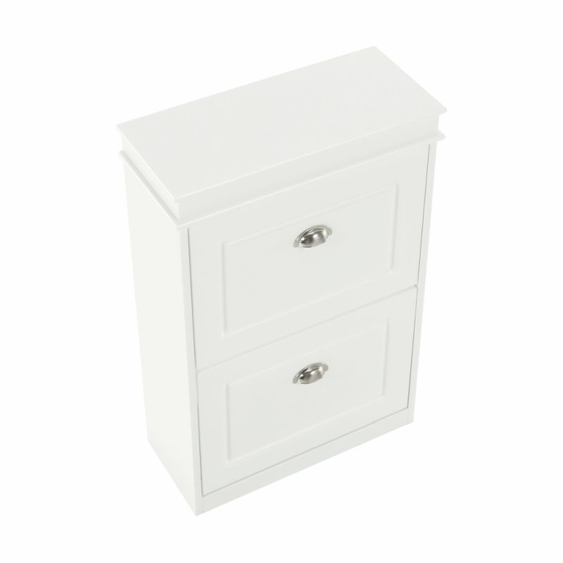 Botník s výklopnými šuplíkmi, 2-radový, biela