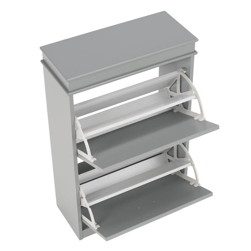 Botník s výklopnými šuplíkmi, 2-radový, sivá