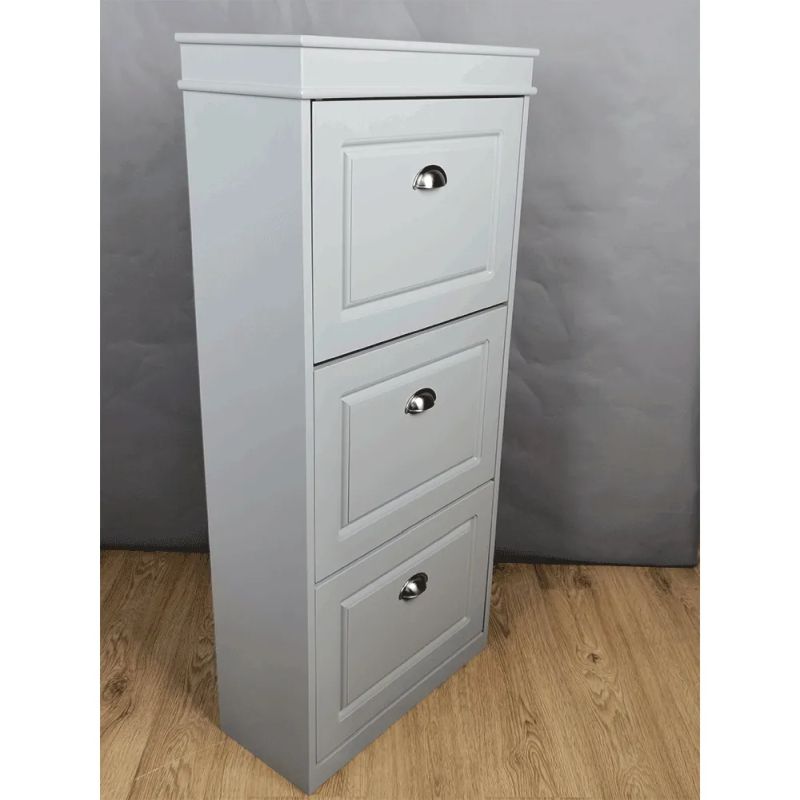 Botník s výklopnými šuplíkmi, 3-radový, sivá