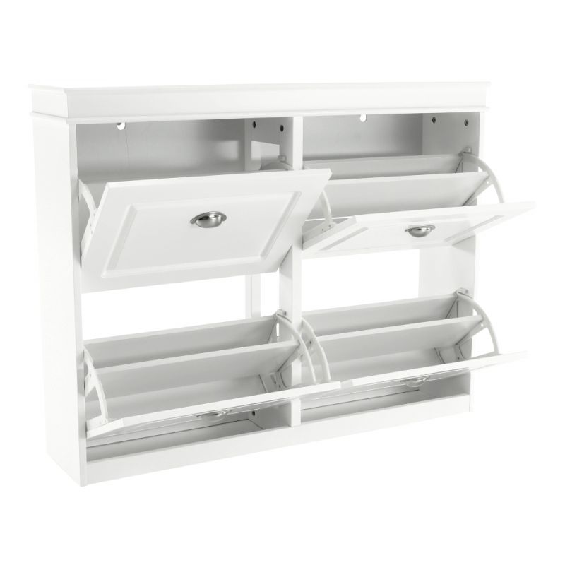 Botník so štyrmi výklopnými šuplíkmi, biela