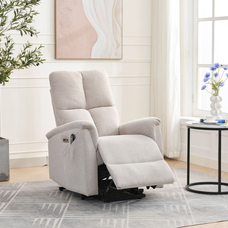 Relaxačné masážne kreslo s ohrevom, krémová látka