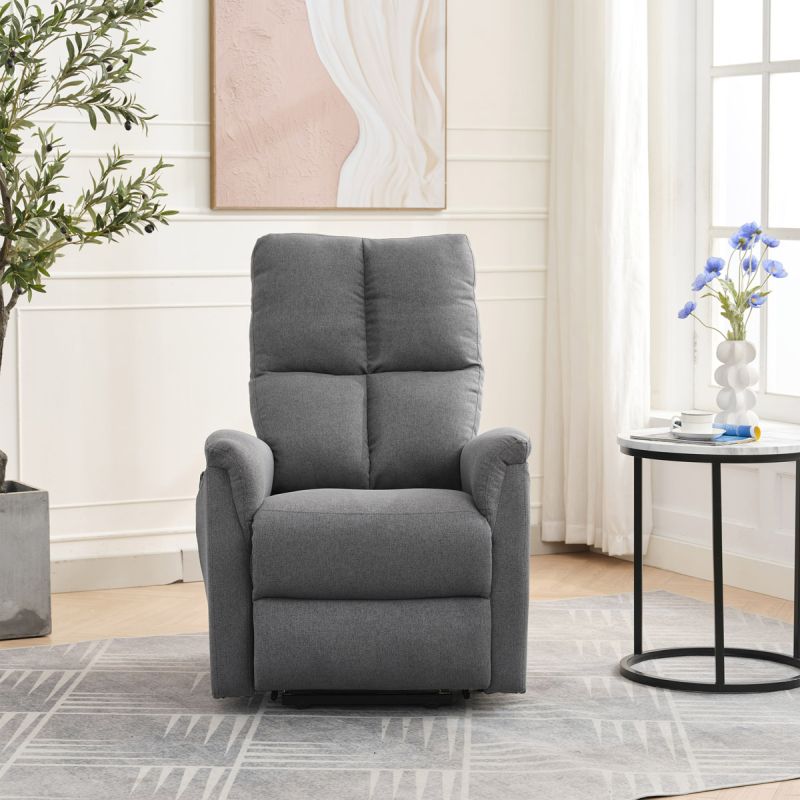 Relaxačné masážne kreslo s ohrevom, šedá látka