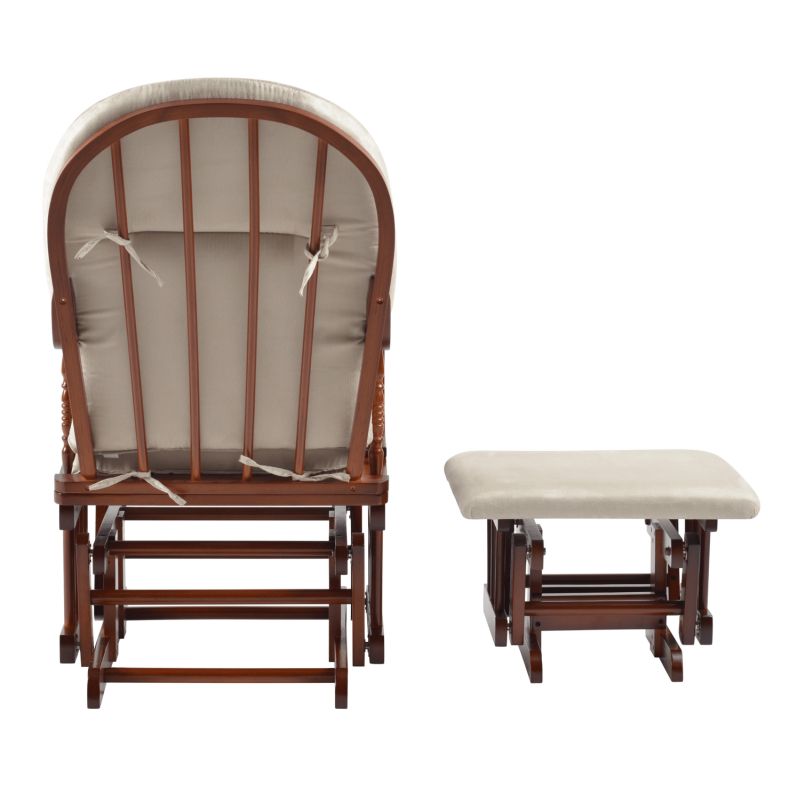 Hojdacie kreslo s podnožou, orech-béžová