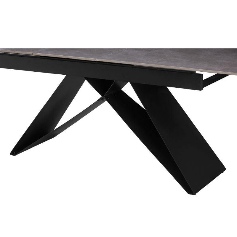 Jedálenský rozkladací stôl betón-čierna, 160-200 cm