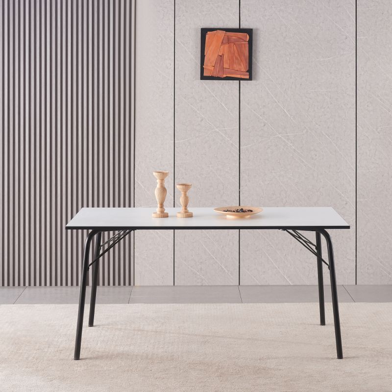 Jednoduchý a minimalistický jedálenský stôl, biela-čierna, 160 cm