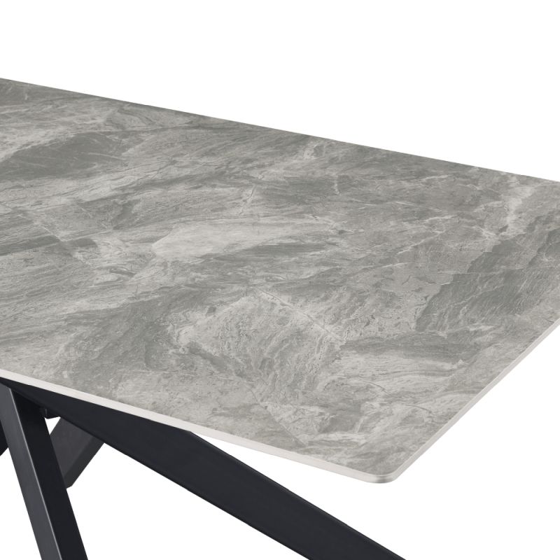 Jedálenský stôl, svetlosivá-čierna, 160x90 cm