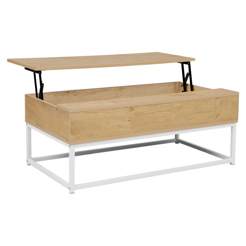 Výklopný konferenčný stolík, dub-biela