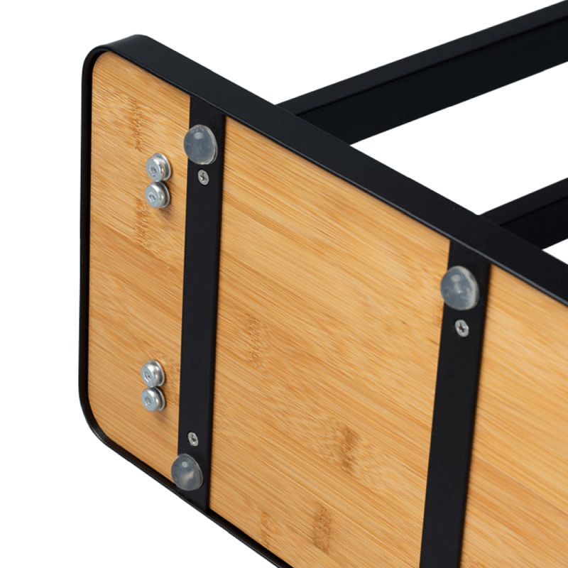 Dizajnový stojan na uteráky, bambus-čierny kov