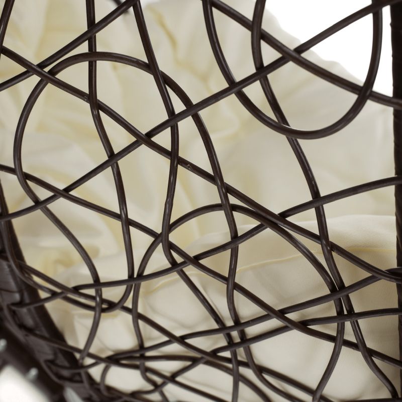 Závesné dvojkreslo s moderným dizajnom, medená-hnedá-krémová