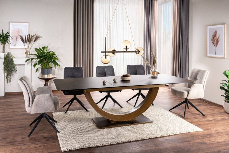 Jedálenská stolička s podrúčkami s elegantným vzhľadom, svetlo béžová 31