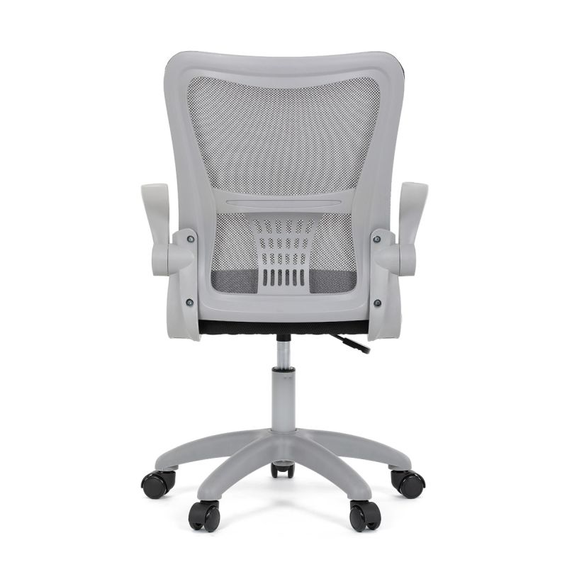 Kancelárska stolička, tmavo šedá sieťovina, šedý plast