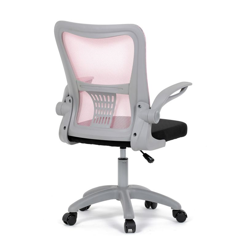 Kancelárska stolička, ružová sieťovina, šedý plast
