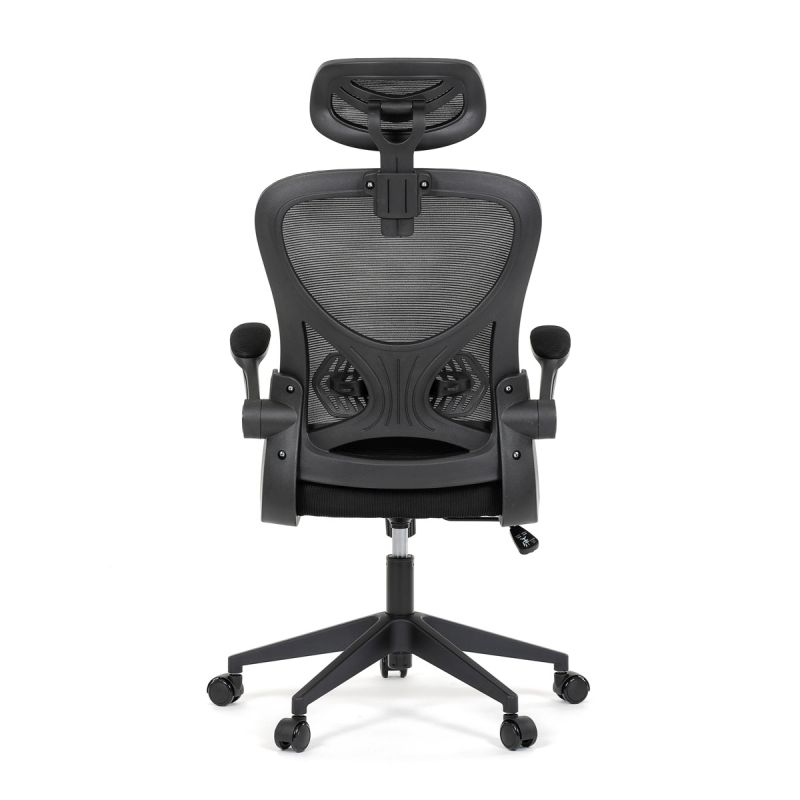 Kancelárska stolička, čierna sieťovina, čierny plast