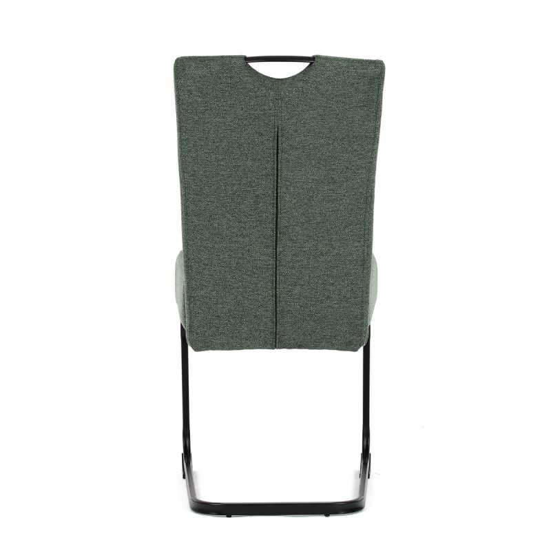 Stolička jedálenská, taštičkové pružiny, zelená látka, čierny kov