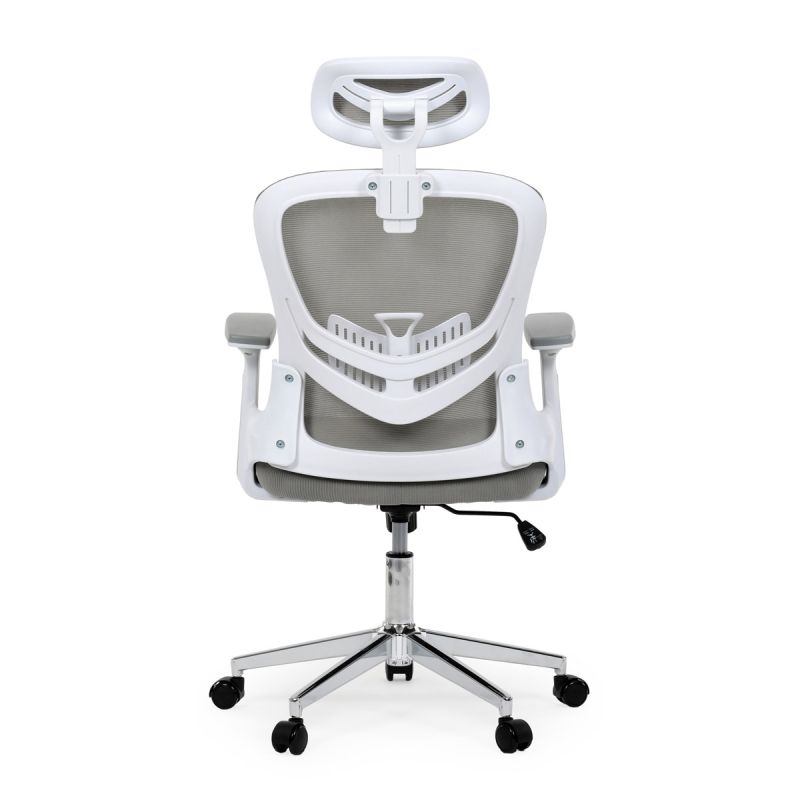 Kancelárska stolička, šedá sieťovina, biely plast