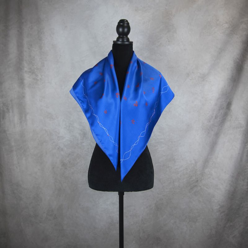 Módna hodvábna šatka FOLK, 90 x 90cm, Vyrobené na Slovensku