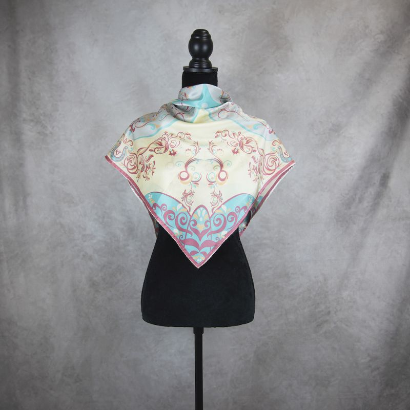 Hodvábna šatka ORNAMENT VZOR_7, 90 x 90cm, Vyrobená na Slovensku