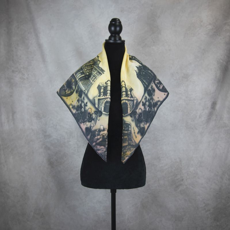 Módna hodvábna šatka SLOVENSKO MIX FARIEB_5, 90 x 90cm, Made in SLOVAKIA