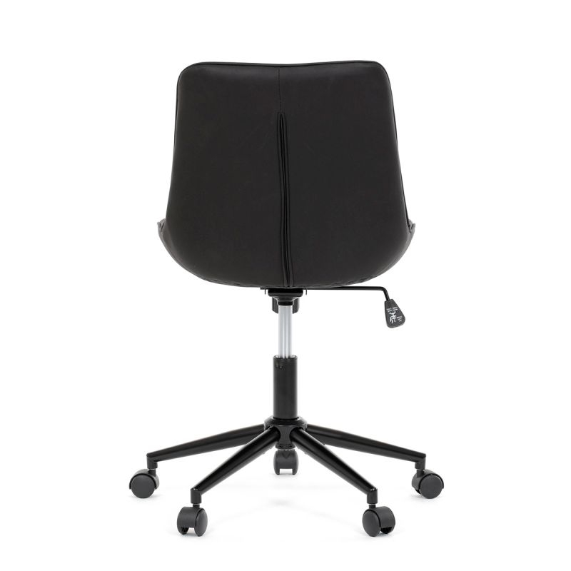 Stolička kancelárska, čierna látka v dekore brúsenej kože, čierny kovový kríž