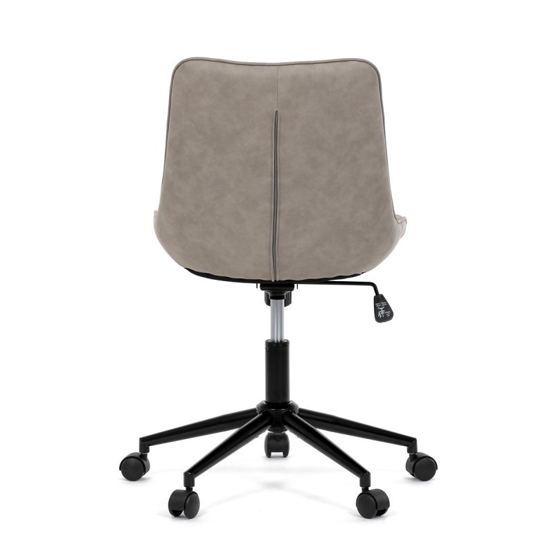 Stolička kancelárska, béžová látka v dekore brúsenej kože, čierny kovový kríž