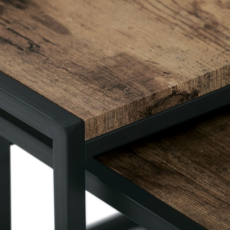 Set 3 ks odkladacích stolíkov, MDF, dekor staré drevo