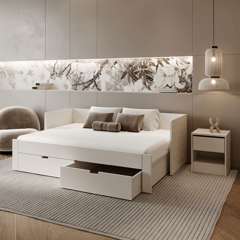 Rozkladacia posteľ s úložným priestorom, biela